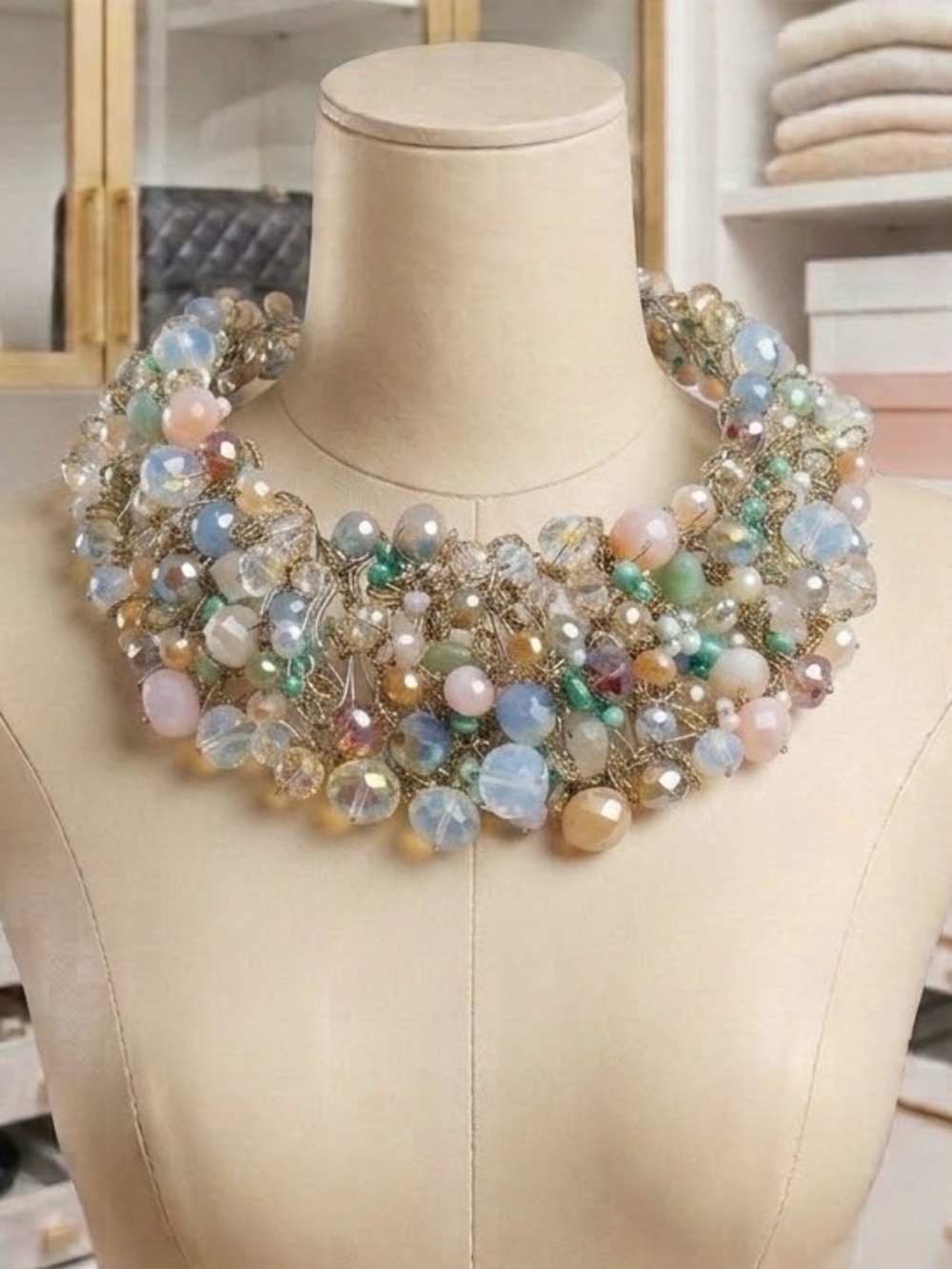 Aldo “Arvan” Statement Necklace with Multicolour Pastel Beads